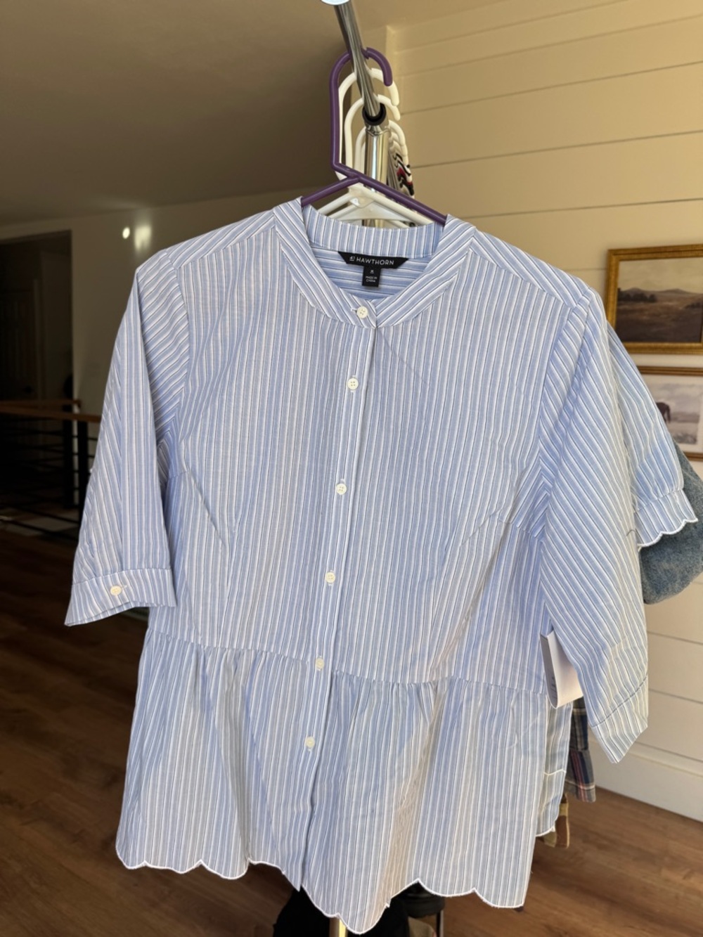 41 Hawthorn Light Blue & White Striped Button-Front Shirt